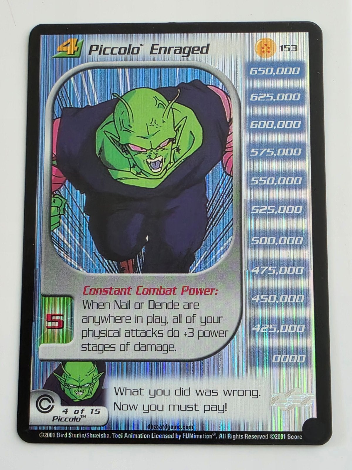 Piccolo Enraged Foil 153 Trunks Saga Dragon ball Z, Ophalen of Verzenden, Zo goed als nieuw