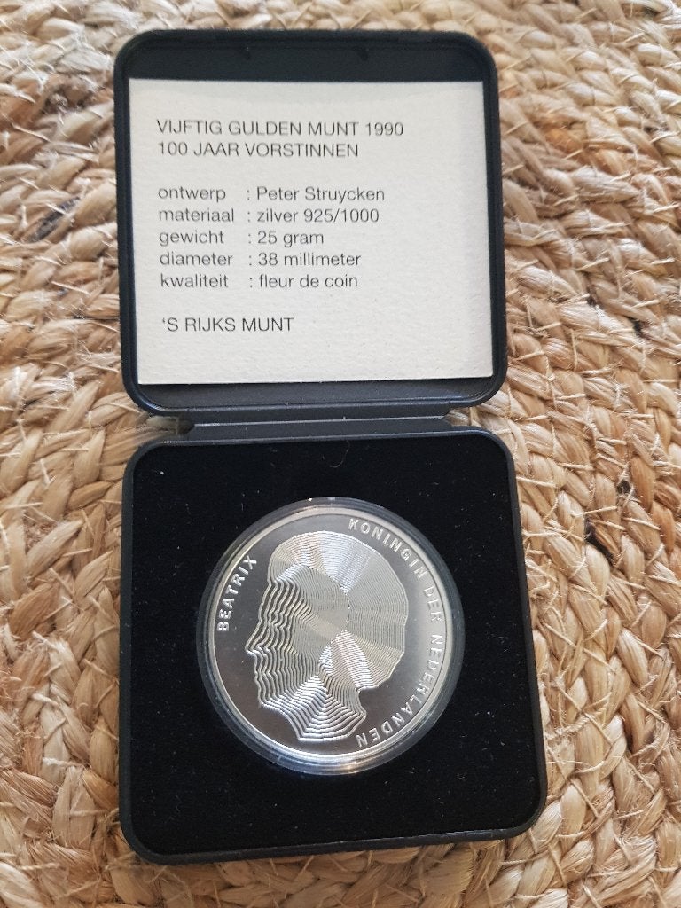 50 Gulden Zilveren Munt 1990 Proof Kwalieit., Setje, Koningin Beatrix, Zilver, Ophalen of Verzenden