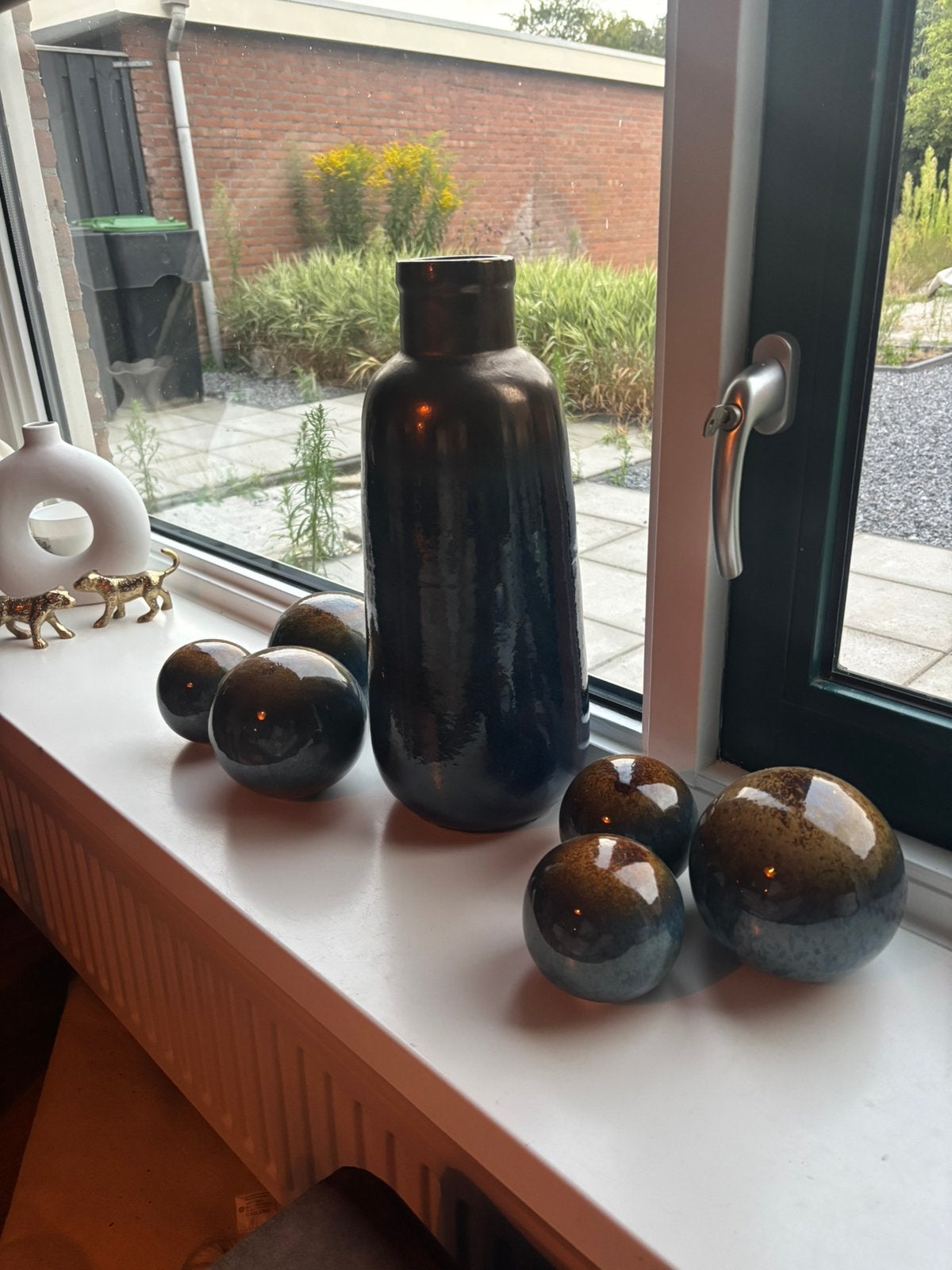 Huis/woondecoratie Leen Bakker donkerblauwe bollen en vaas, Ophalen of Verzenden, Zo goed als nieuw