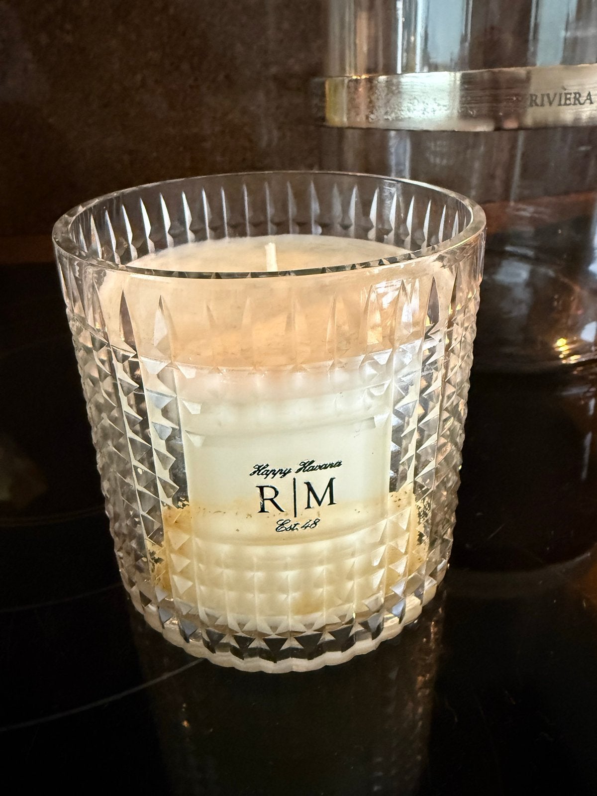 Happy Havara R|M Kaars in Kristallen Glas, Ophalen of Verzenden, Zo goed als nieuw, Wit, Glas