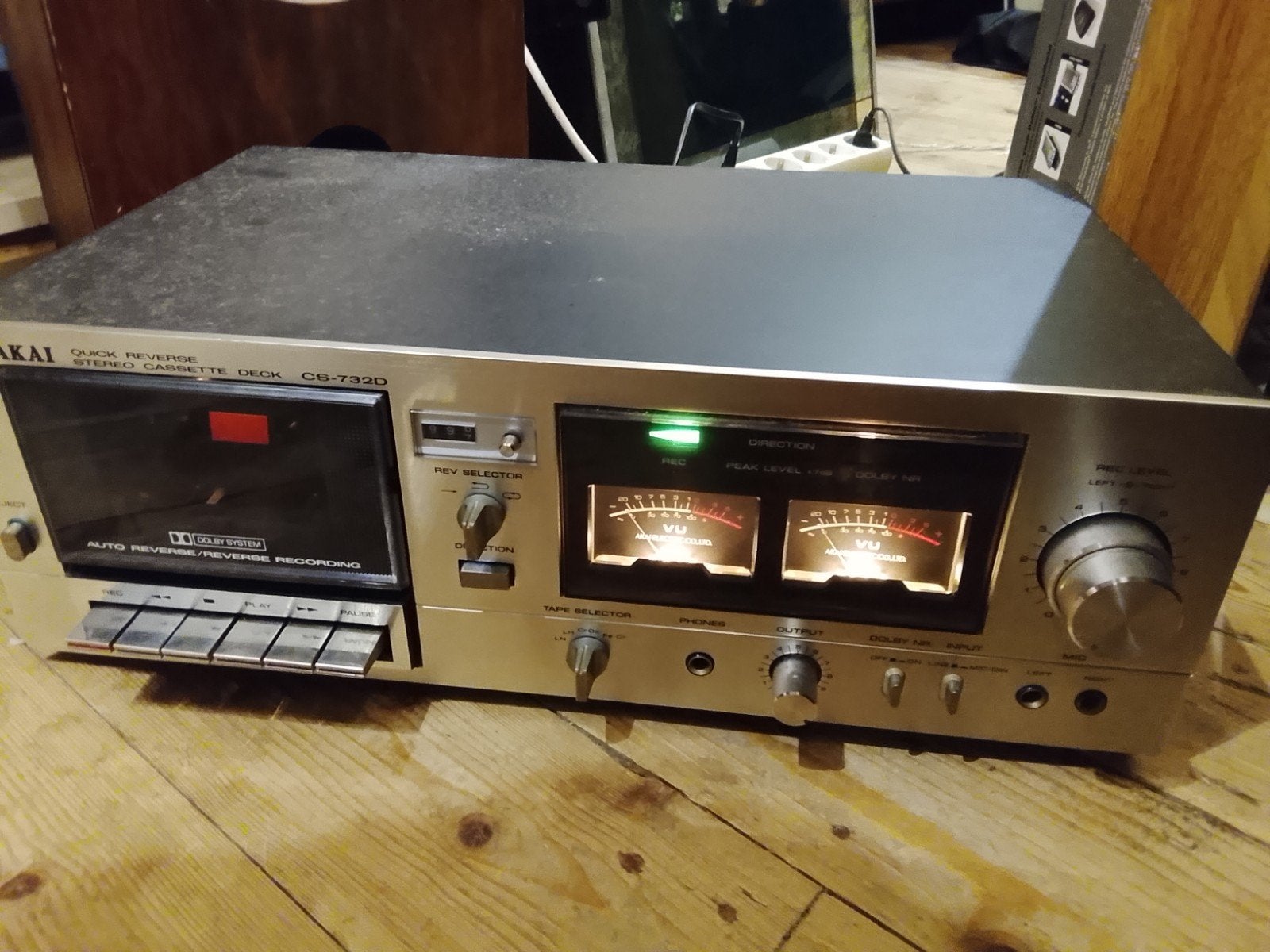 Akai CS-732D Quick Reverse Stereo Cassette Deck, Ophalen of Verzenden, Enkel, Akai, Auto-reverse