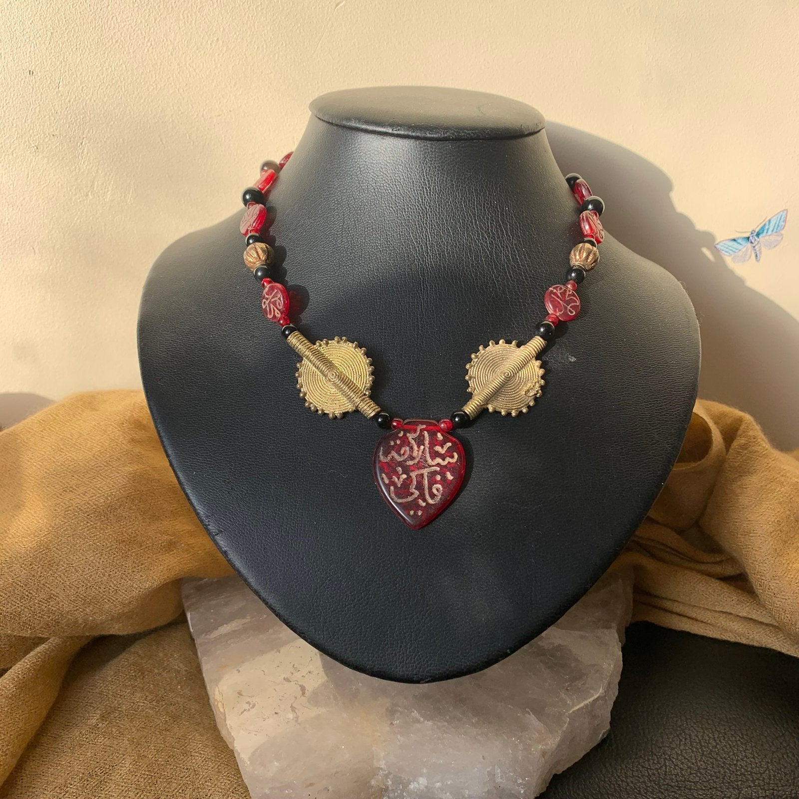 Obsidiaan trade haji beads beschermt amulet intuïtie uniek, Sieraden, Tassen en Uiterlijk, Kettingen, Nieuw, Ophalen of Verzenden