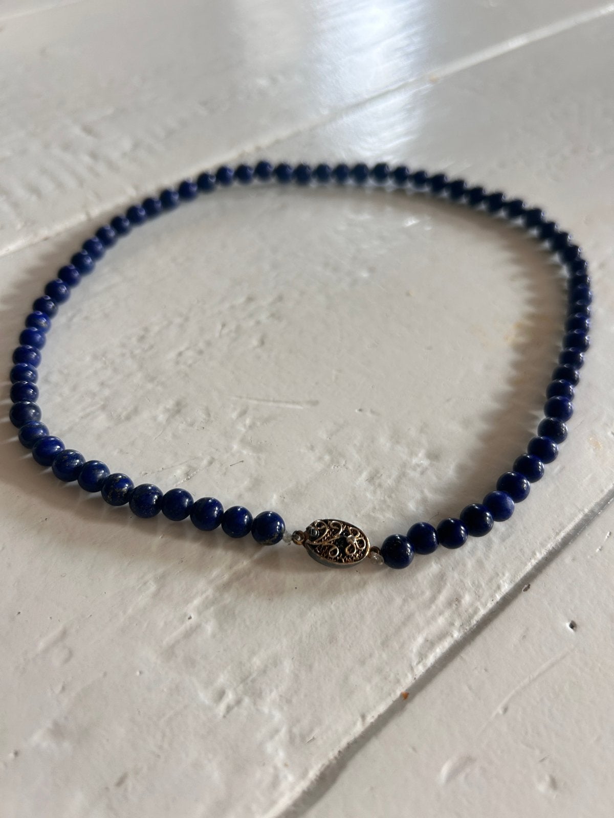 Lapis lazuli haslketting choker, Ophalen of Verzenden, Gebruikt, Blauw, Steen of Mineraal