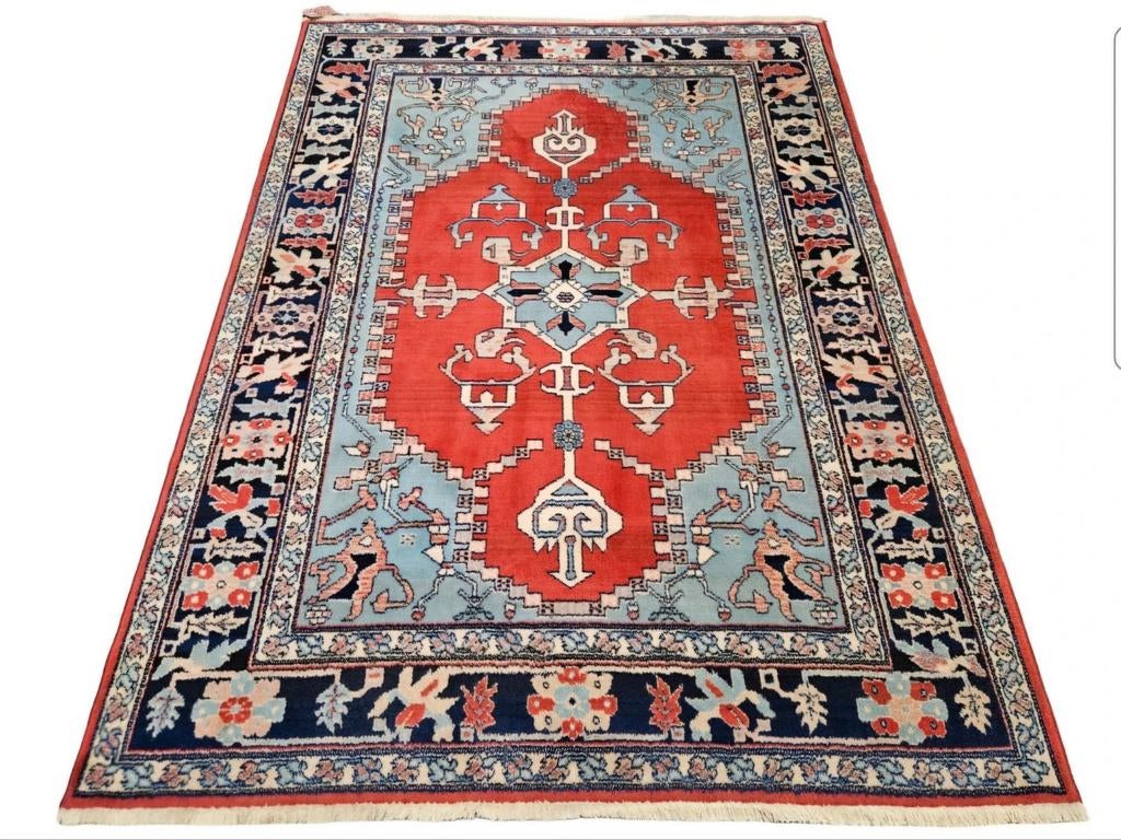 Vintage Perzisch wol vloerkleed Heriz Samarkand 140x190cm, Crème, 100 tot 150 cm, Onbekend, Zo goed als nieuw