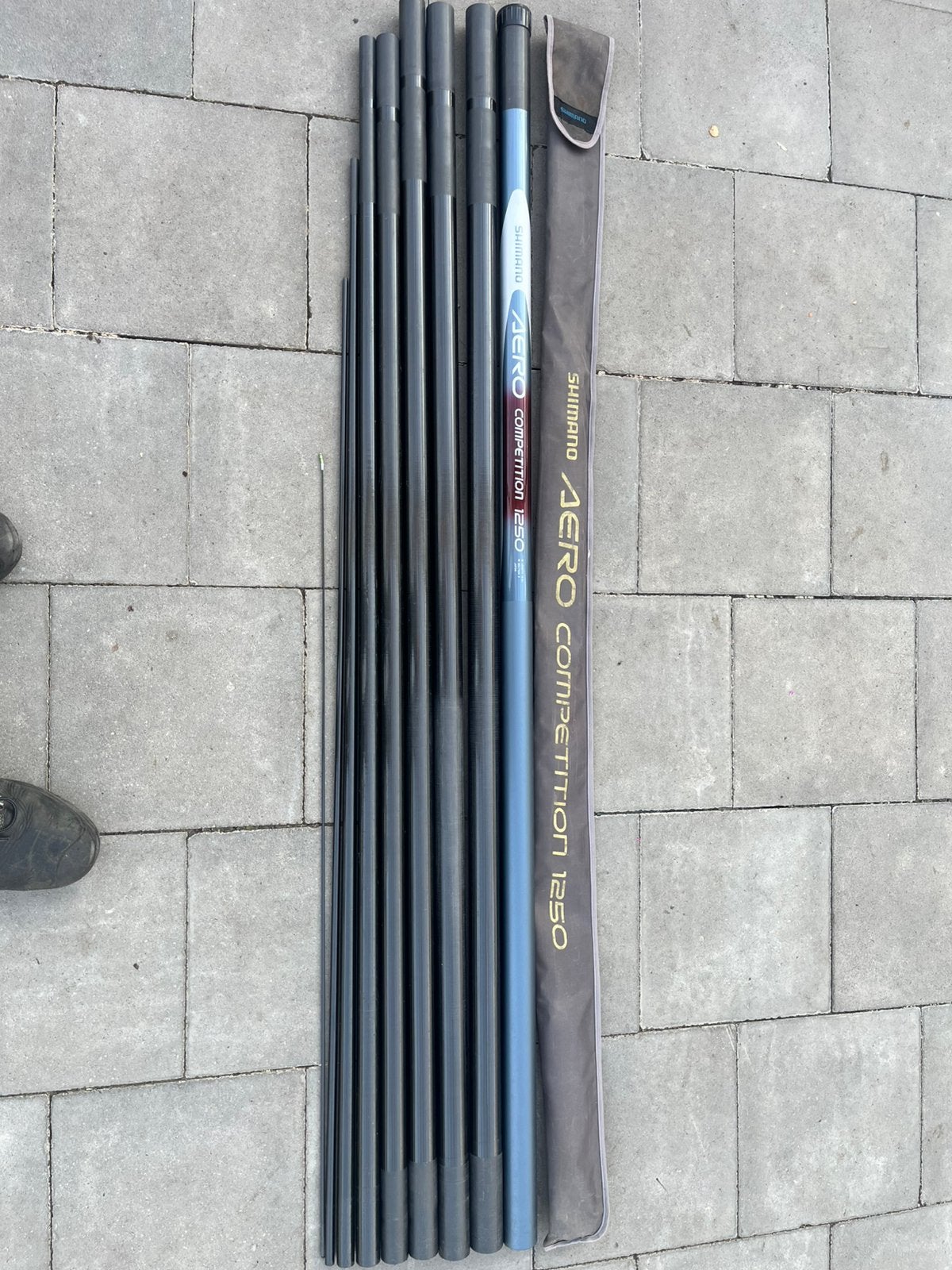 Vishengel carbon insteek hengel 12.50mtr, Watersport en Boten, Ophalen of Verzenden, Zo goed als nieuw, Vaste hengel