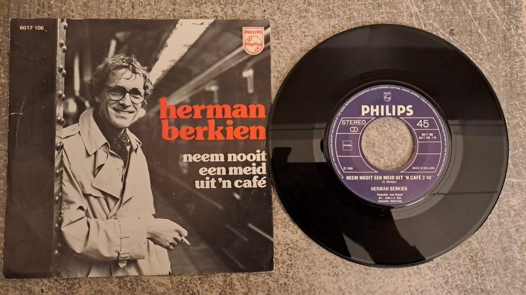 Herman berkien  - neem nooit een meid uit 'n cafe, Cd's en Dvd's, Gebruikt, 7 inch, Single, Nederlandstalig