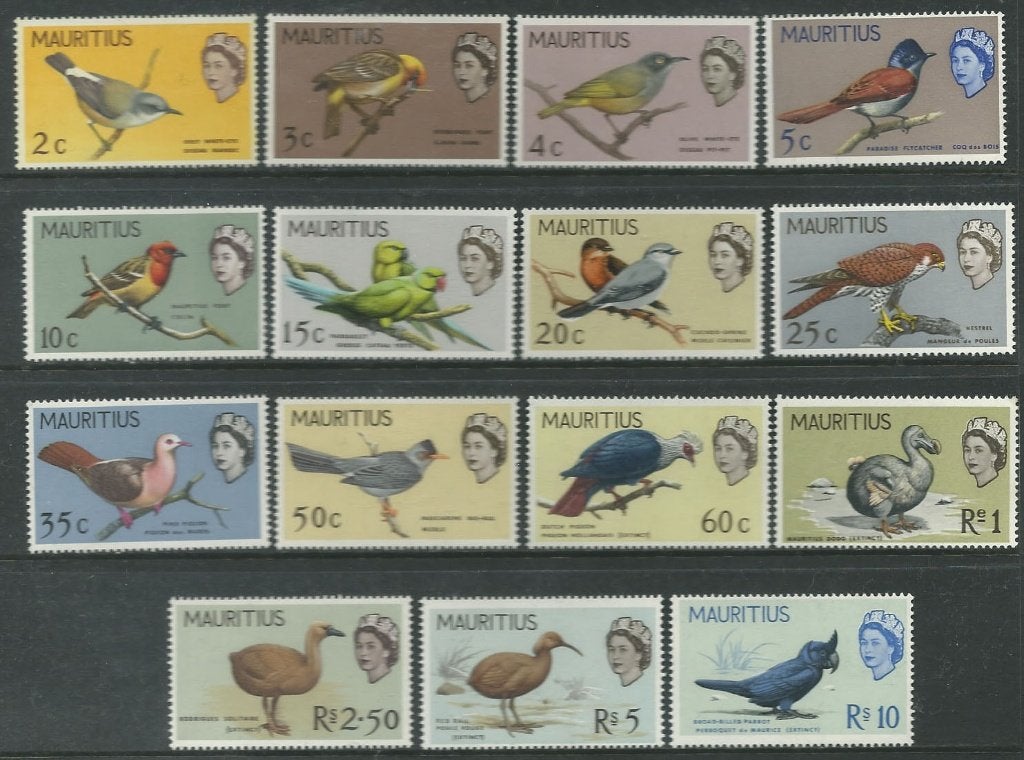 MAURITIUS 1965 Vogels Frankeerserie, Michel: 268-82, Postfr, Verzenden, Postfris, Dier of Natuur
