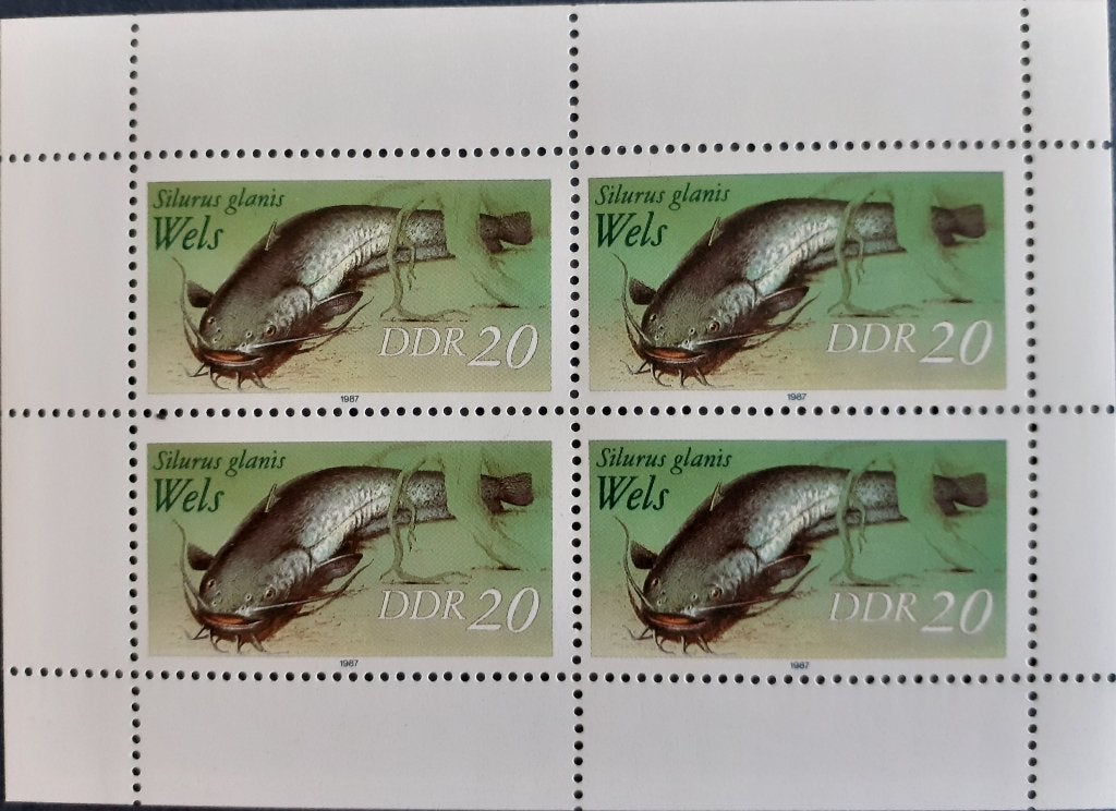 DDR Kleinbogen 1987 Susswasserfische Postfris, Postzegels en Munten, Ophalen of Verzenden, DDR, Postfris