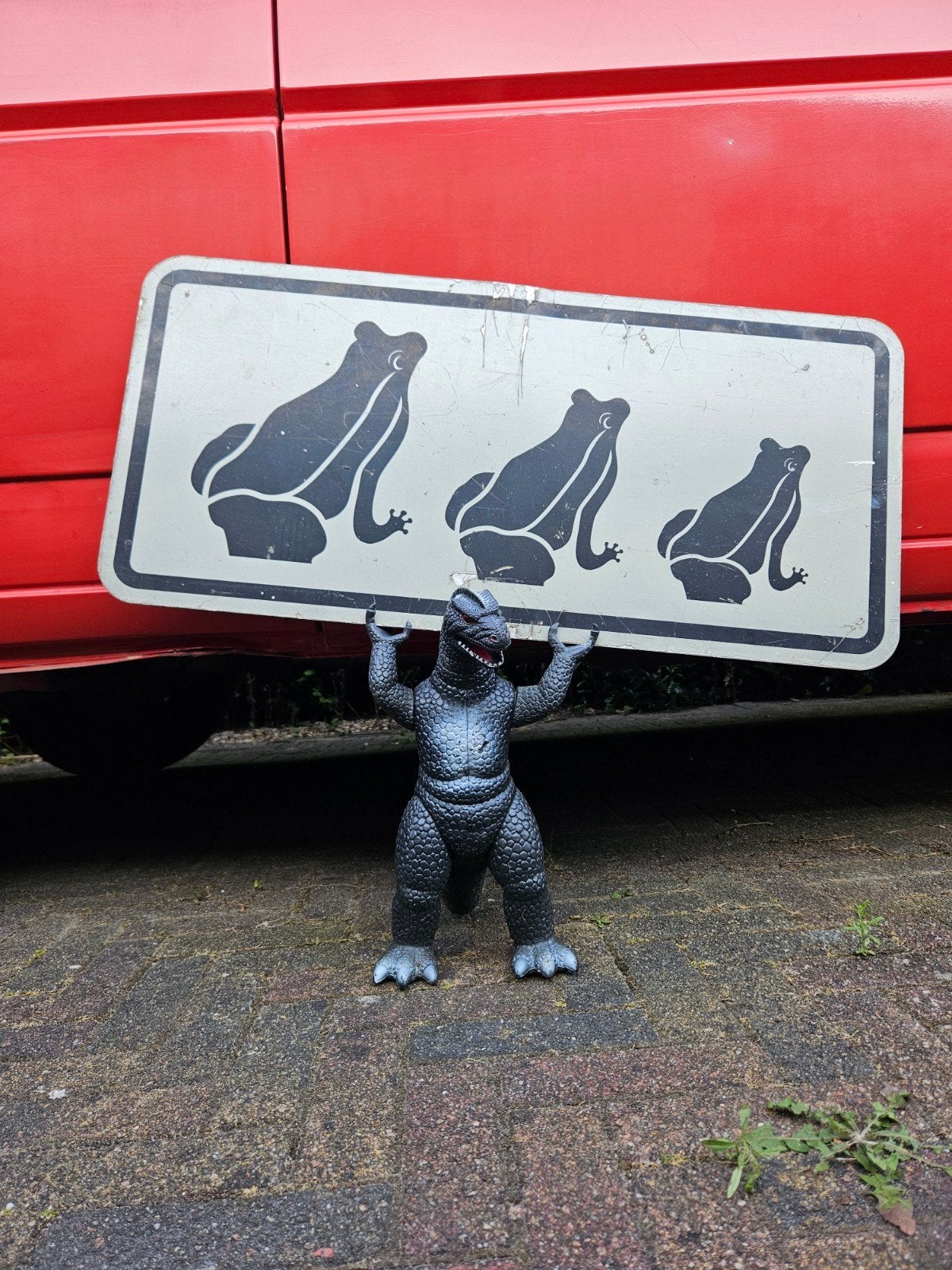 oud verkeersbord paddentrek / kikkers, Verzamelen, Ophalen of Verzenden, Gebruikt, Overige typen