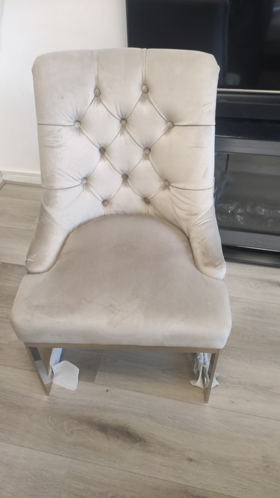 Luxe velours eettafelstoelen - set van 6 (crème/beige), Ophalen, Zo goed als nieuw, Overige kleuren, Vijf, Zes of meer stoelen