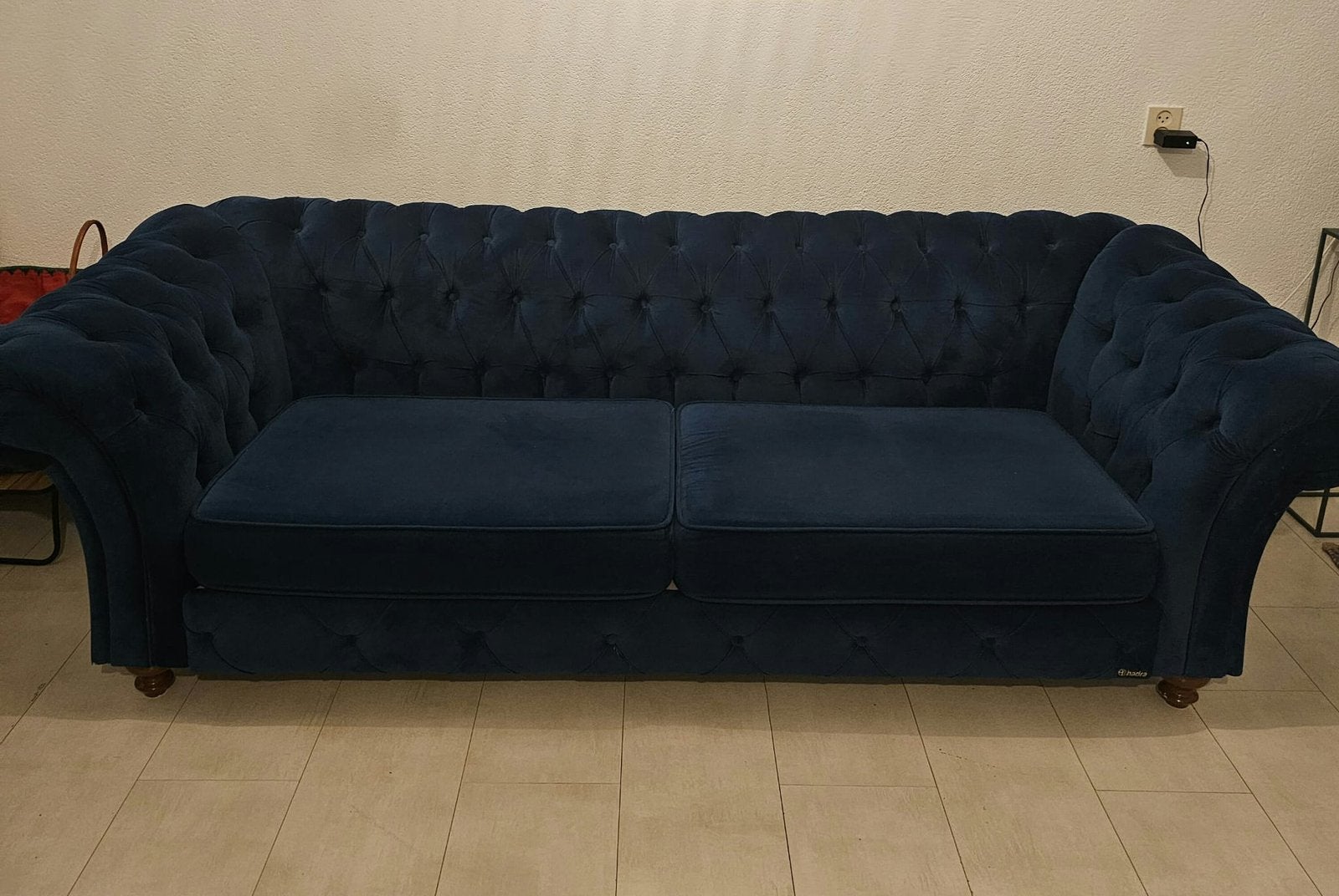 Driezitsbank CHESTERFIELD - Koningsblauw, Ophalen, 250 tot 300 cm, Minder dan 75 cm, Driepersoons