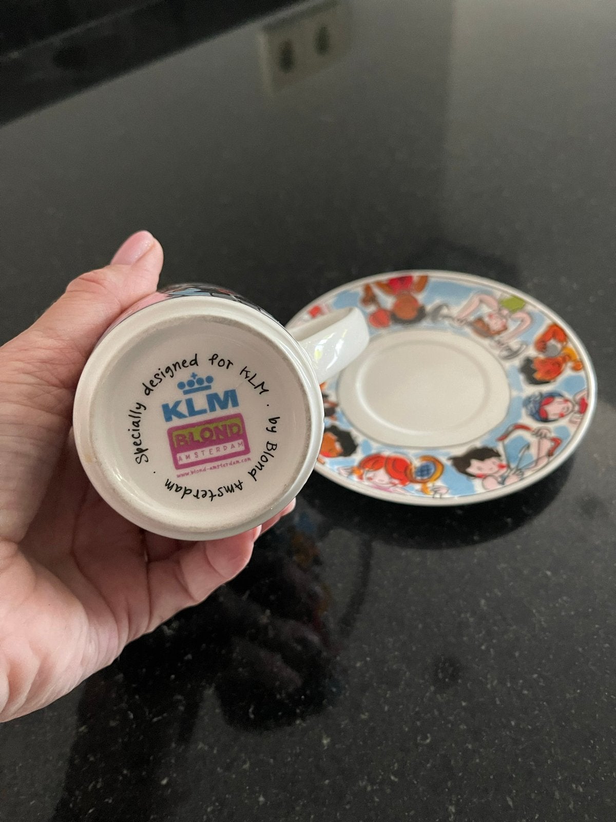 Blond Amsterdam KLM Cup of Blond Espresso Kop en Schotel, Ophalen, Keramiek, Zo goed als nieuw, Modern