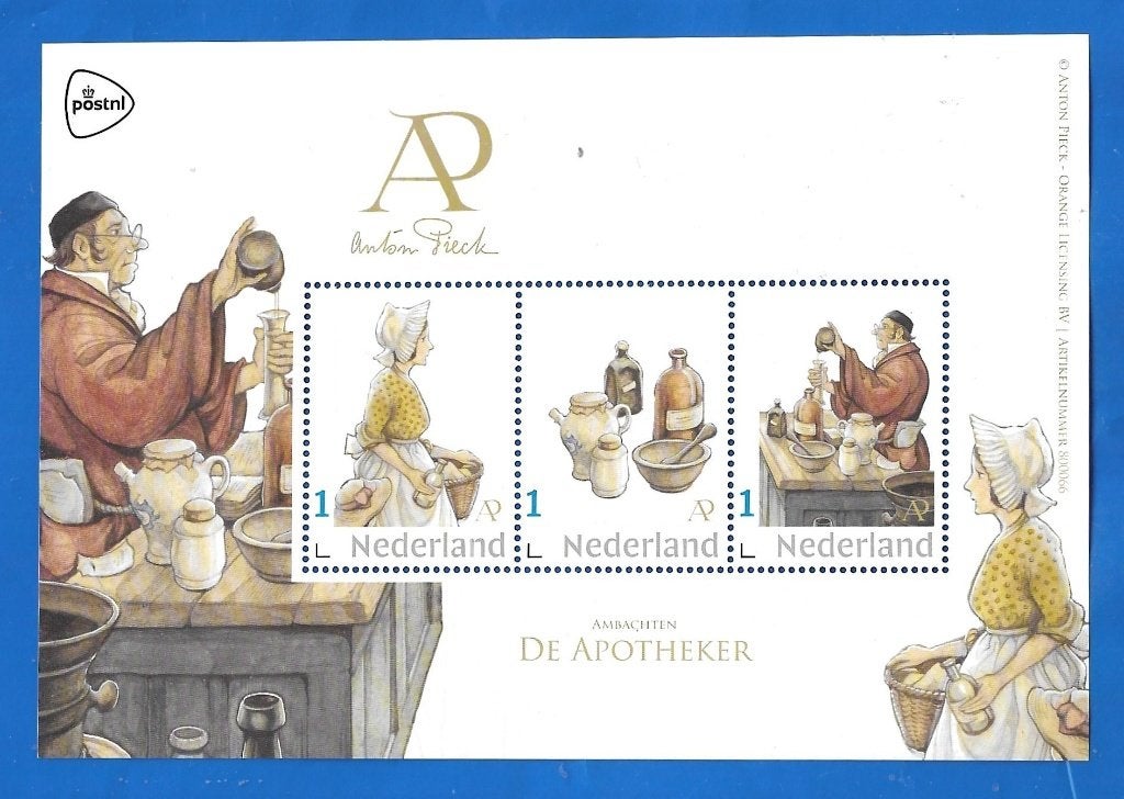 Anton Pieck – De Apotheker (postzegelvel), Verzenden, Na 1940, Postfris