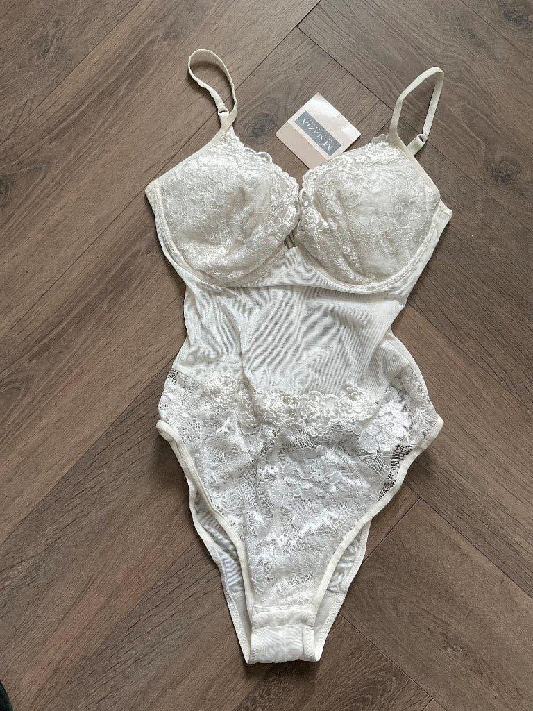 Nieuw - La Perla Malizia witte body met kant - T3 80B, La Perla, Ophalen of Verzenden, Wit, Body of Korset