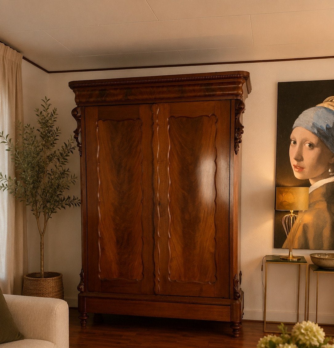 Biedermeier meidenkast XXL Linnenkast antiek, Ophalen