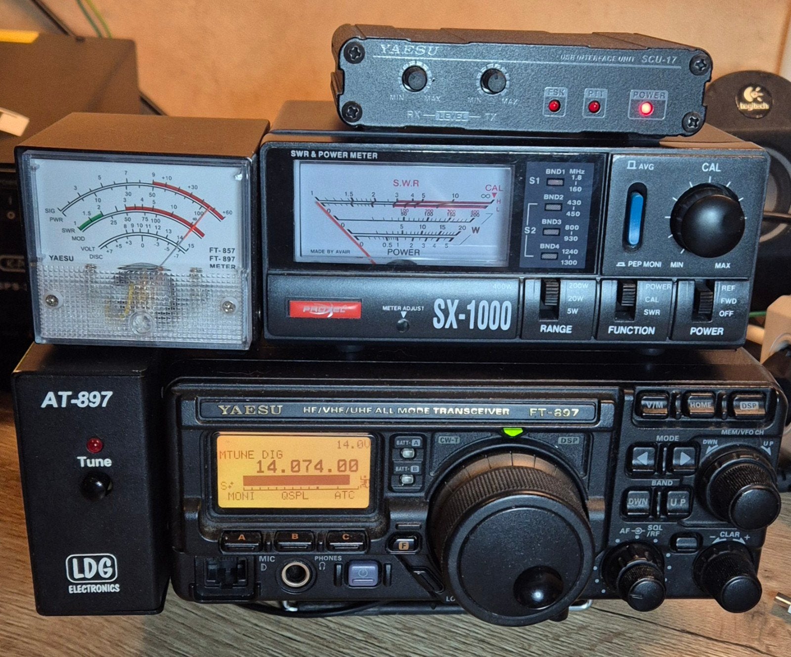 Yaesu FT-897D, power supply, ATU, USB-interface en SWR meter, Ophalen of Verzenden, Gebruikt, Zender en Ontvanger