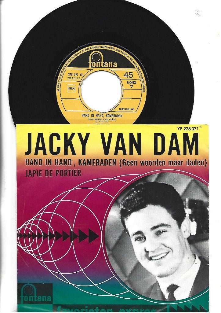 FEYENOORD JACKY VAN DAM SINGLE 7" HAND IN HAND KAMERADEN, Fotohoes, Ophalen of Verzenden, Zo goed als nieuw, Nederlandstalig