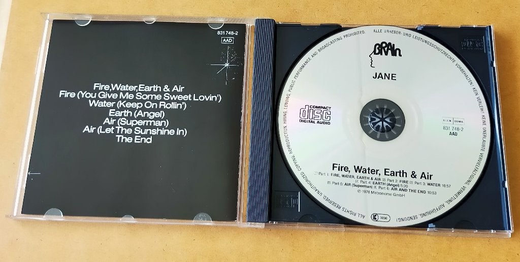 Jane - Fire Water Earth & Air CD 1976/199?, Ophalen of Verzenden, Zo goed als nieuw, Progressive Rock