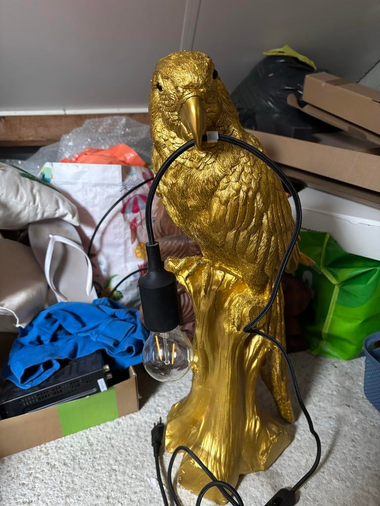 Gouden Papegaai Lamp - Unieke Decoratieve Verlichting, Ophalen of Verzenden, Zo goed als nieuw