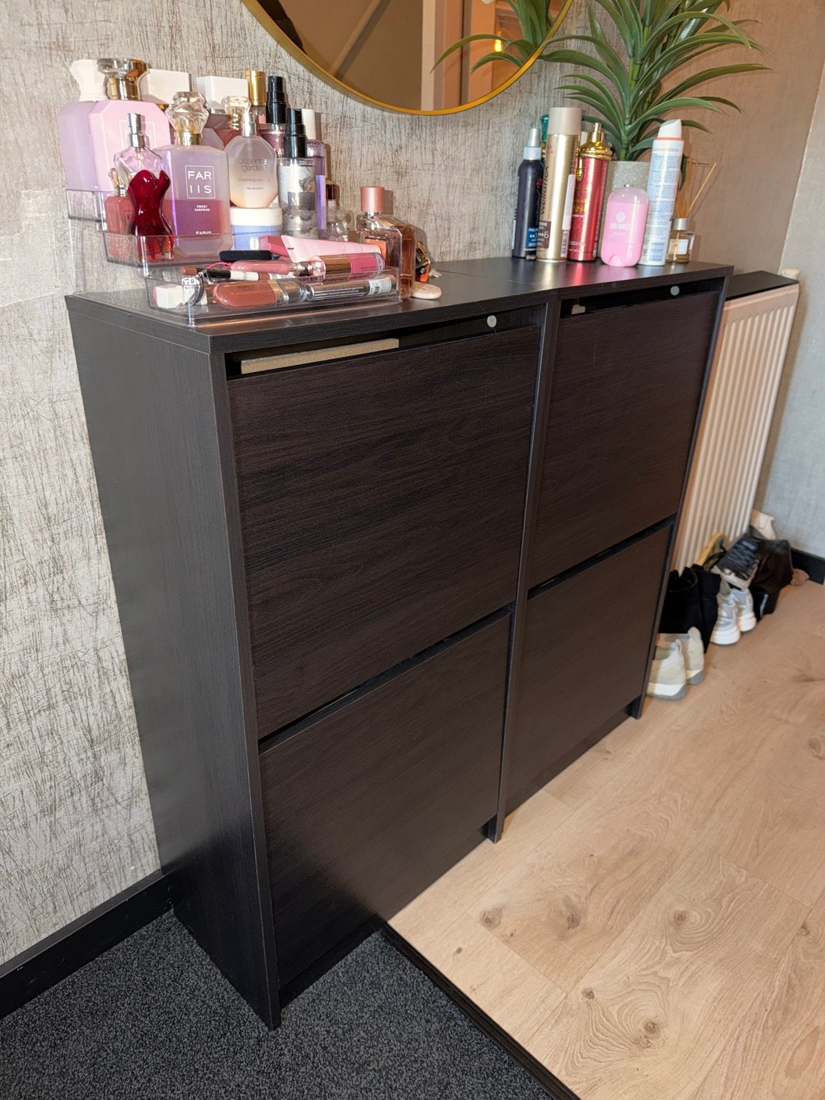 2 IKEA schoenenkasten - Donkerbruin, Huis en Inrichting, Ophalen, Gebruikt