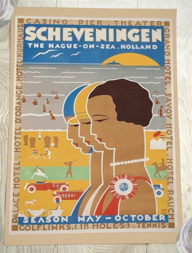 SCHEVENINGEN Den Haag Art Deco Poster affiche, Verzenden