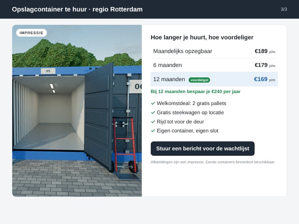 Opslagcontainer huren Rotterdam - 14 m² - vanaf €169 p/m, Ophalen of Verzenden, Nieuw