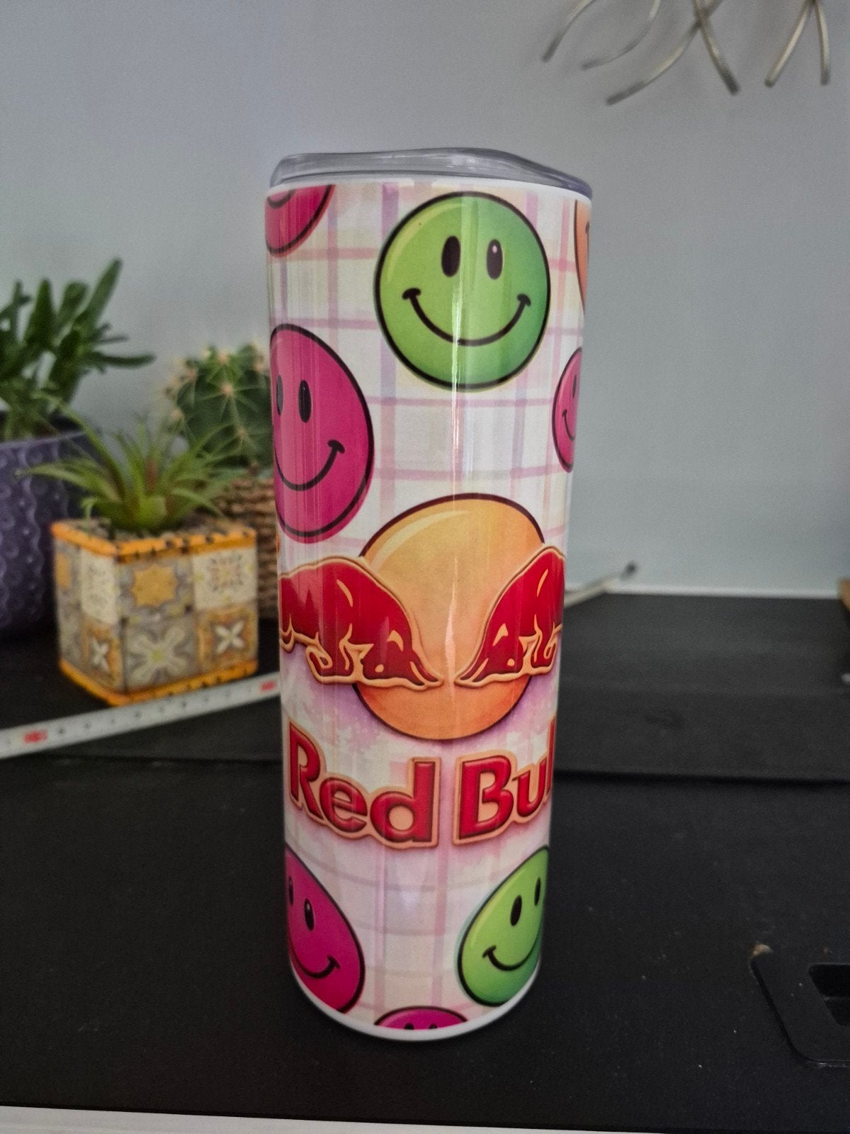 RVS Tumbler met Red Bull en Smiley Design, Overige typen, Nieuw, Ophalen of Verzenden, Metaal