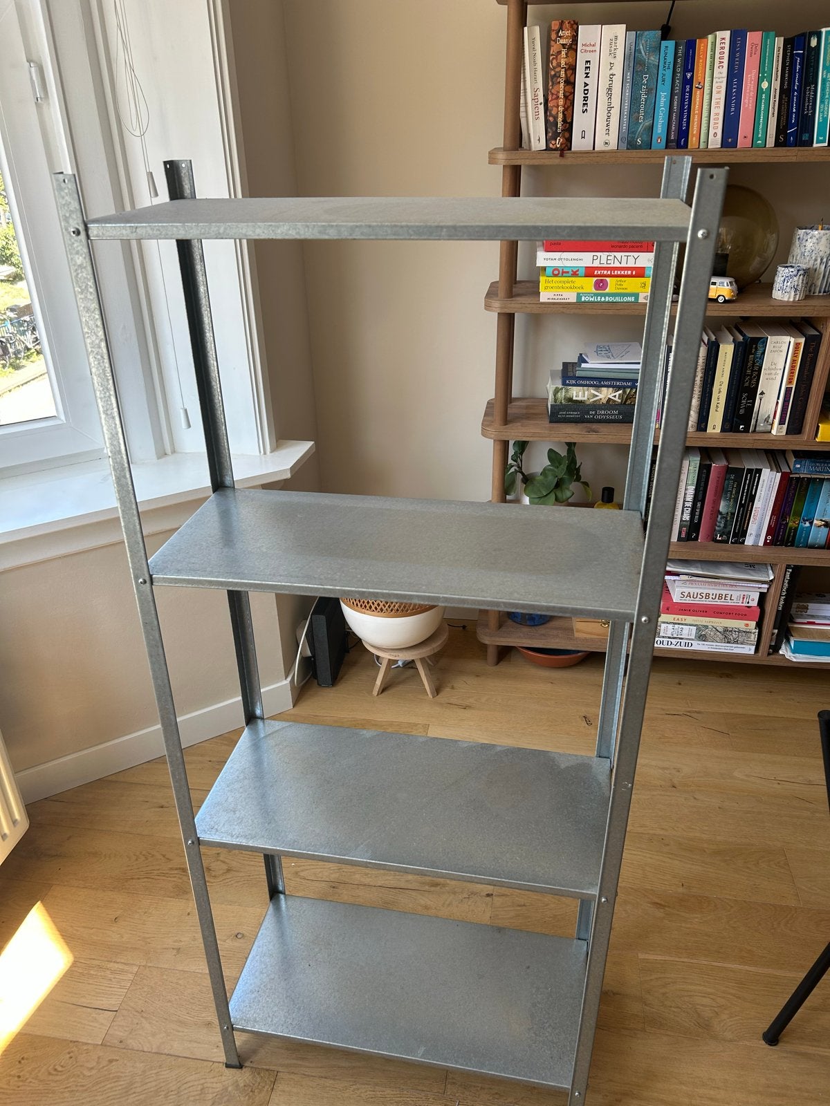 Ikea Hyllis stellingkast, gegalvaniseerd metaal, 4 planken, Huis en Inrichting, Ophalen, Zo goed als nieuw