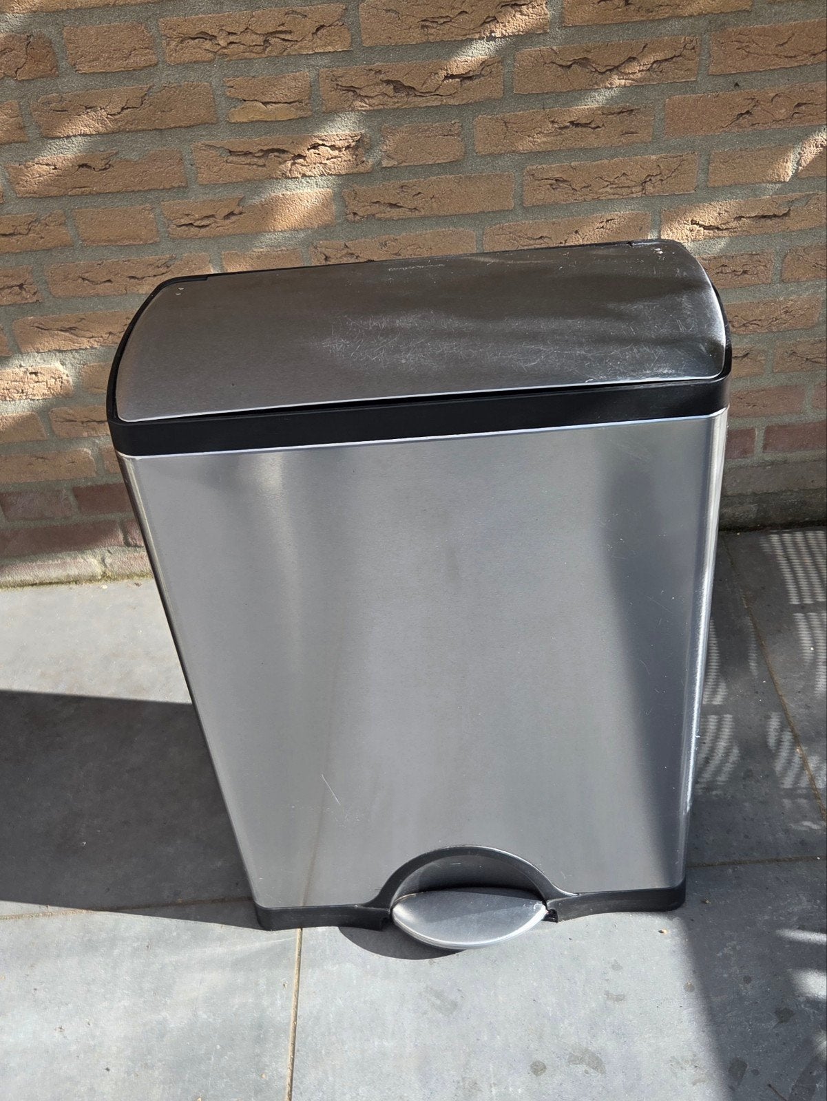 Simplehuman RVS Prullenbak met Pedaal, Huis en Inrichting, Woonaccessoires | Prullenbakken, Ophalen, 50 – 75, Gebruikt, Met pedaal