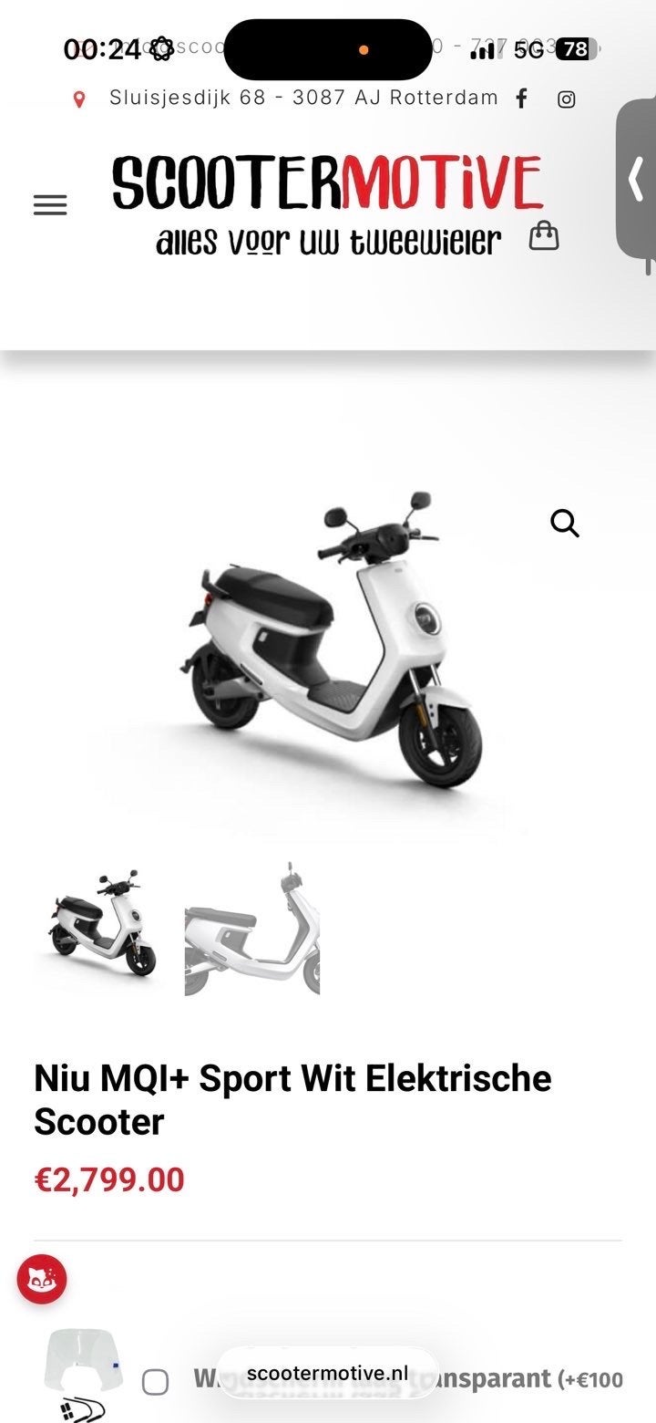 Niu MQi+ Sport Wit Elektrische Scooter, Ophalen of Verzenden, Zo goed als nieuw, Elektrisch, Overige merken