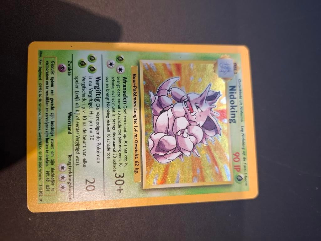 Nidoking Pokémon kaart NL, Ophalen of Verzenden, Zo goed als nieuw, Losse kaart, Foil