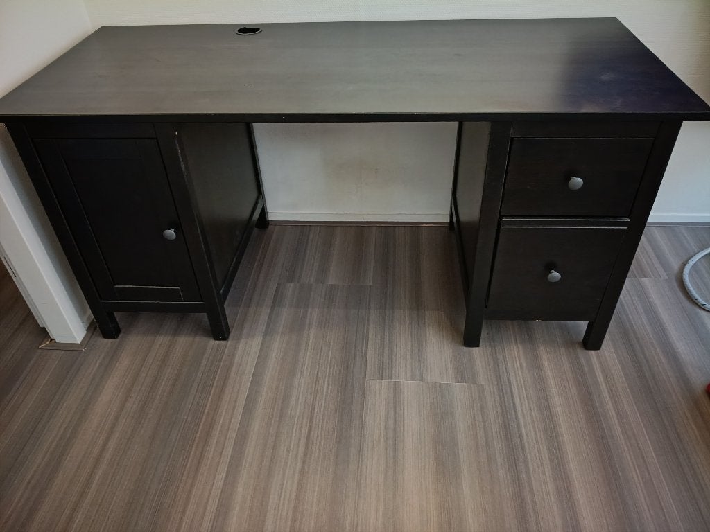 IKEA Hemnes Bureau Zwartbruin met Lades en Kastje, Huis en Inrichting, Ophalen, Gebruikt, 155 cm, IKEA