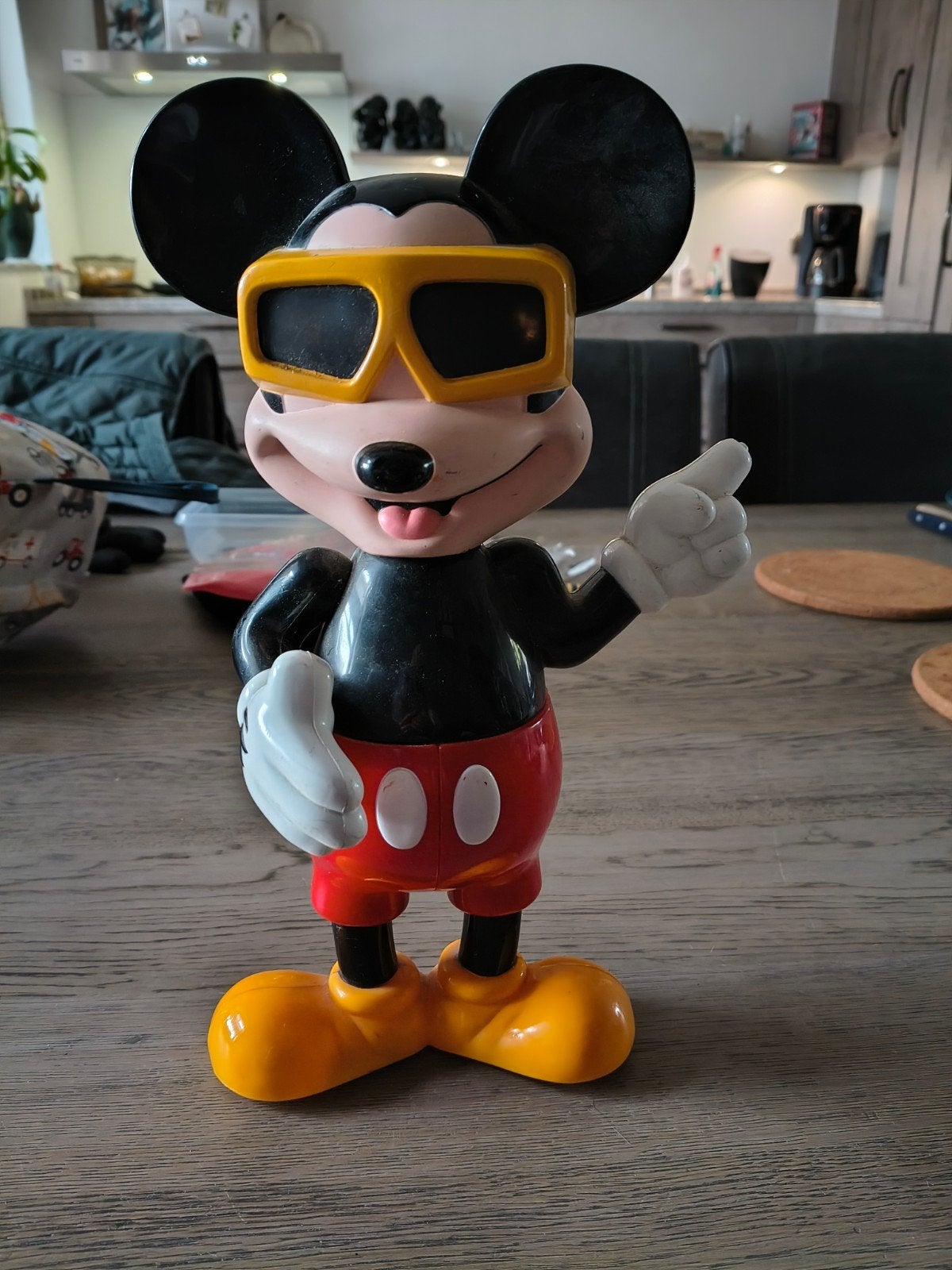Vintage Mickey Mouse Figuur met Kijkdoos - Disneyland, Ophalen of Verzenden, Mickey Mouse, Gebruikt, Beeldje of Figuurtje