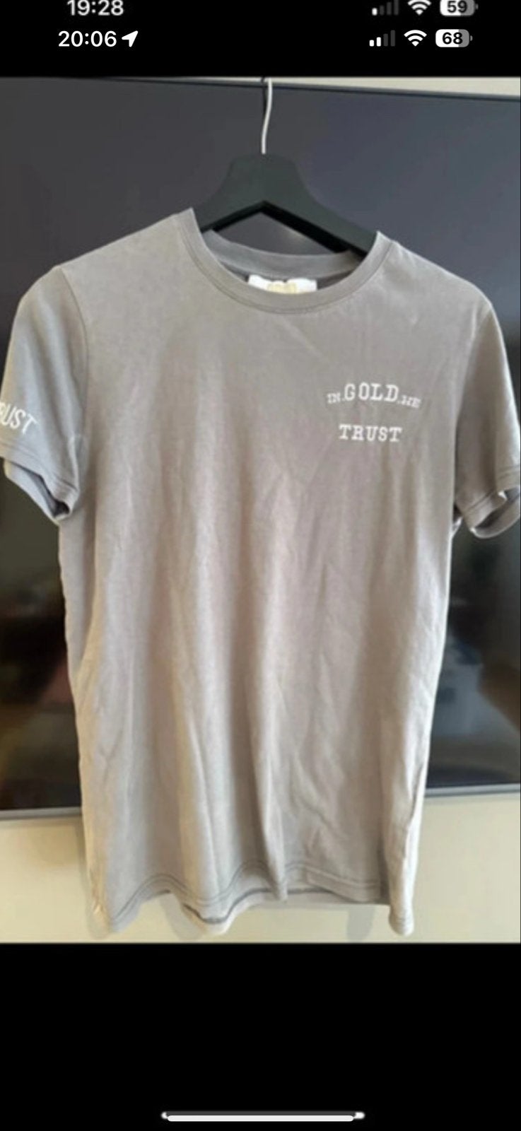 In Gold We Trust T-shirt Maat S, Ophalen of Verzenden, Gedragen, Maat 46 (S) of kleiner, Grijs