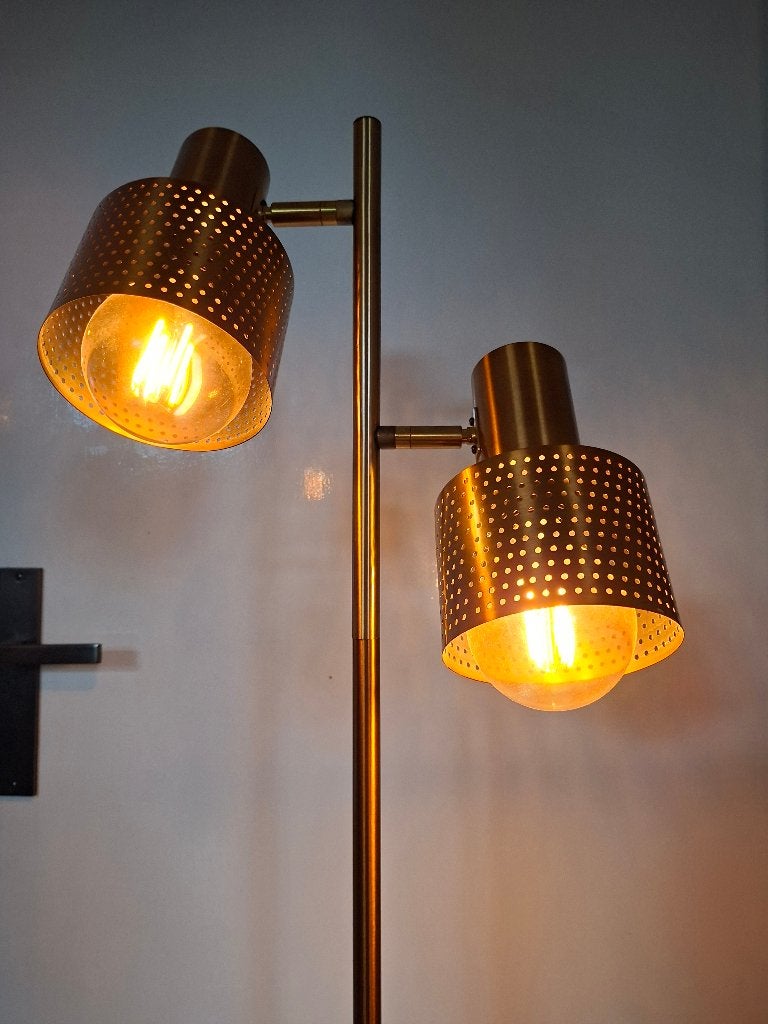 Bronzen vloerlamp, Huis en Inrichting, Lampen | Vloerlampen, Ophalen, 100 tot 150 cm, E27 (groot), Zo goed als nieuw