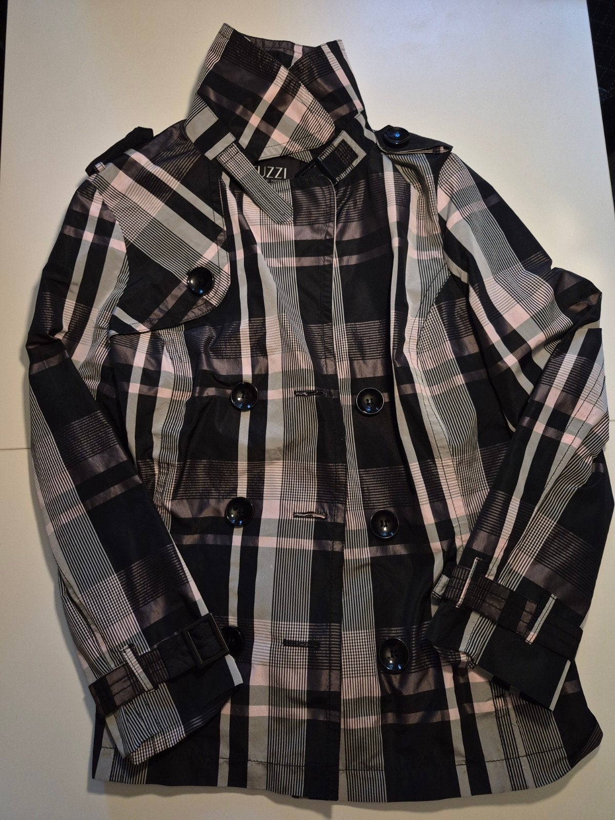Tuzzi geruite trenchcoat - Maat L summerjacket, Tuzzi, Zwart, Maat 42/44 (L), Ophalen of Verzenden
