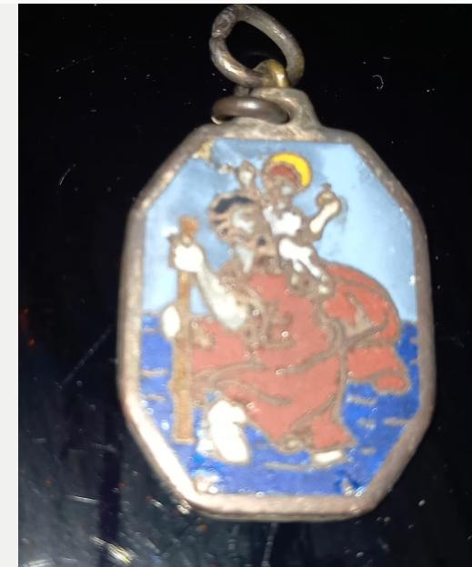 Heilige Christoffel – Hangertje, Ophalen of Verzenden, Gebruikt, Kaart of Prent