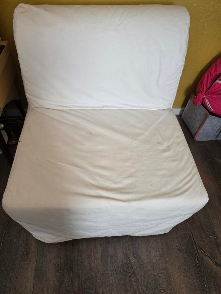2 x Ikea Lycksele LÖVÅS slaapfauteuil - stoel en bed in één, Gebruikt, Eenpersoons, 80 cm, Crème