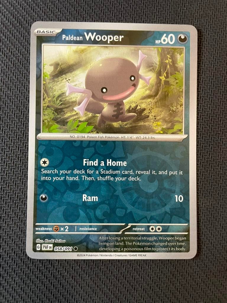 Paldean Wooper 058/091 Reverse Holo Paldean Fates Packfresh, Ophalen of Verzenden, Zo goed als nieuw