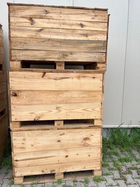 36 houten kisten formaat: 80x120x75cm, met deksel, Doe-het-zelf en Verbouw, Hout en Planken, Ophalen, Gebruikt, Minder dan 25 mm