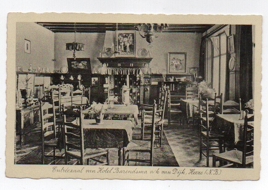 Heeze Entreezaal Hotel Barendsma v/h van Dijk, Verzamelen, Ansichtkaarten | Nederland, Ophalen, 1940 tot 1960, Ongelopen, Noord-Brabant