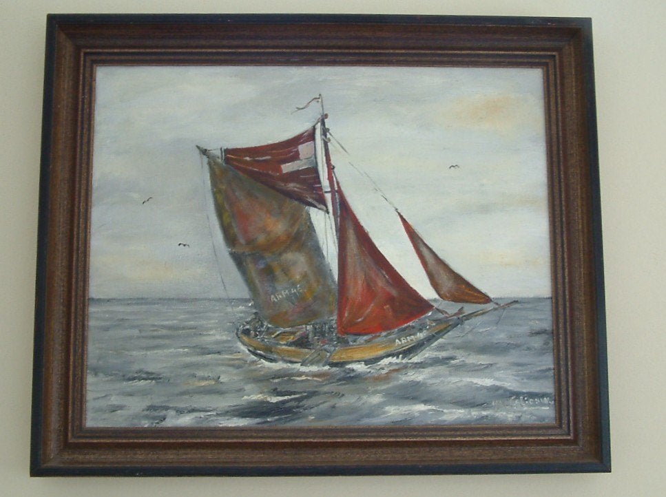 hoogaars Arm 46   Gebroeders Caljouw   Arnemuiden, Maritiem / water, Doek, Ophalen of Verzenden, Olieverf