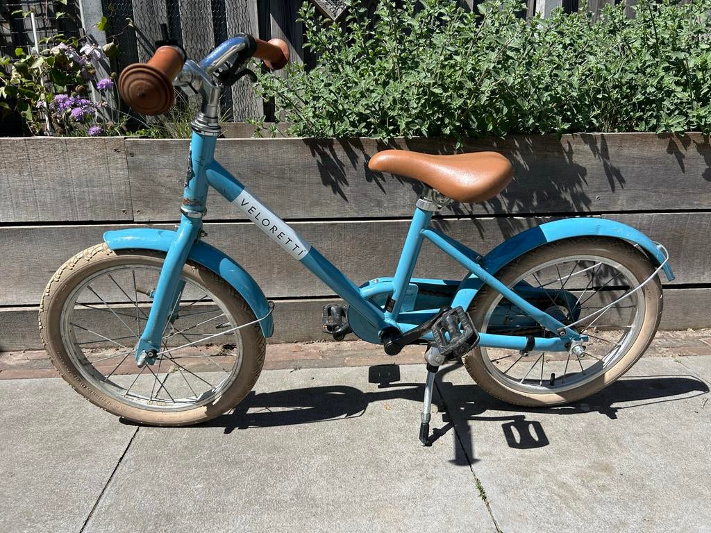 Veloretti Maxi kinderfiets - Blauw met gebruikssporen, Fietsen en Brommers, Ophalen, Gebruikt, Terugtraprem, 16 tot 20 inch
