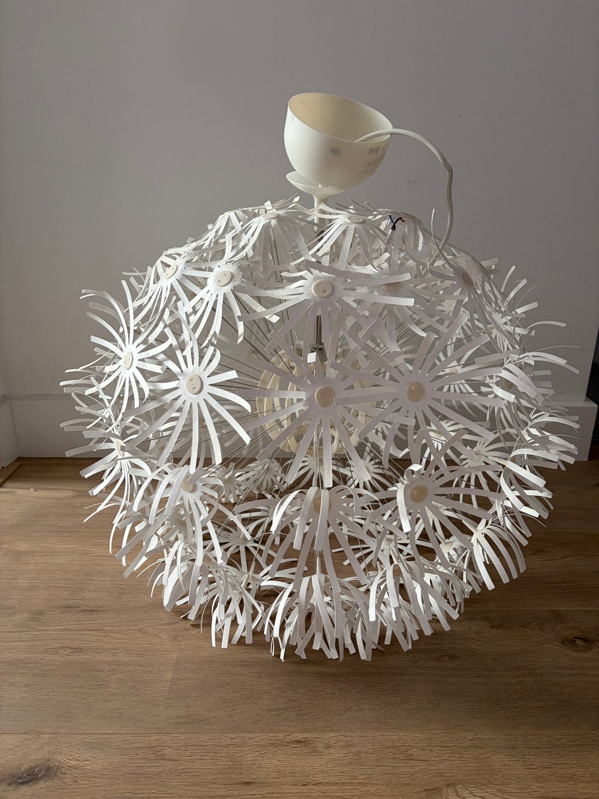 IKEA Maskros hanglamp - Witte papieren bloemlamp, Ophalen, Gebruikt, Overige materialen, E27 (groot)