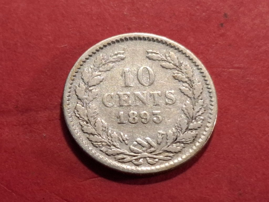 10 cent 1893, Postzegels en Munten, Zilver, Ophalen of Verzenden, 10 cent, Koningin Wilhelmina