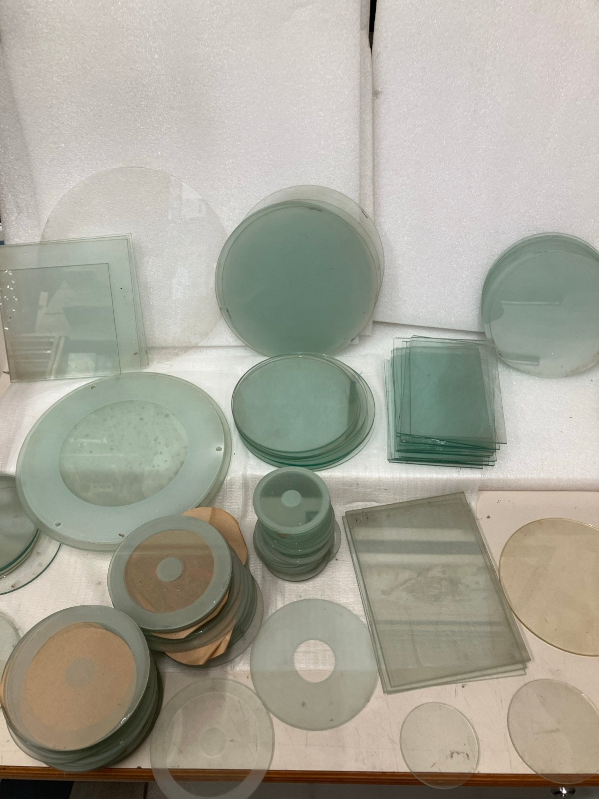 Diverse glasplaatjes en ronde glasplaten, Nieuw, Ophalen of Verzenden, Transparant, Knutselmateriaal