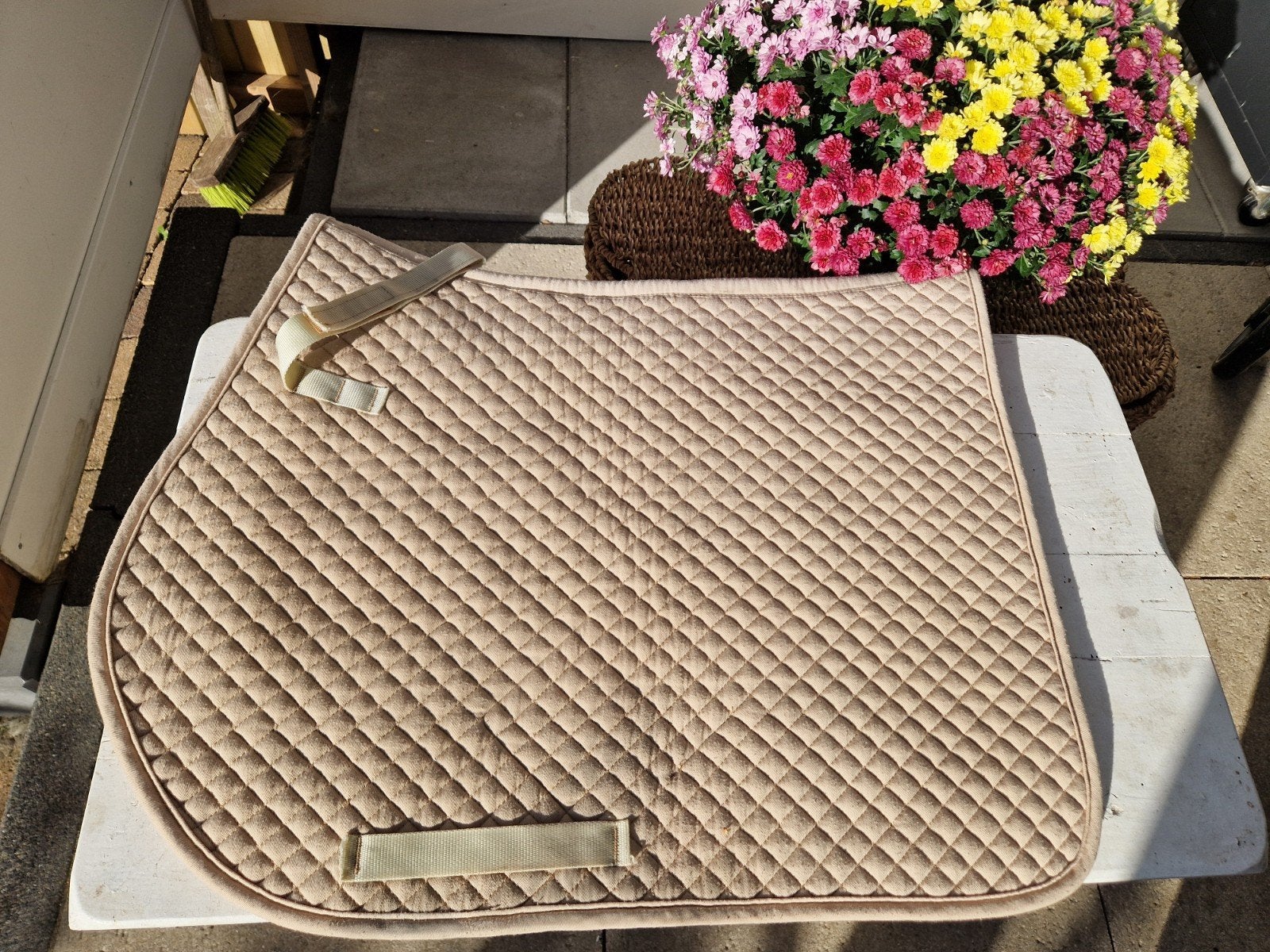 Leuk beige dekje maat Full, Full (L), Gebruikt, Katoen, Ophalen of Verzenden