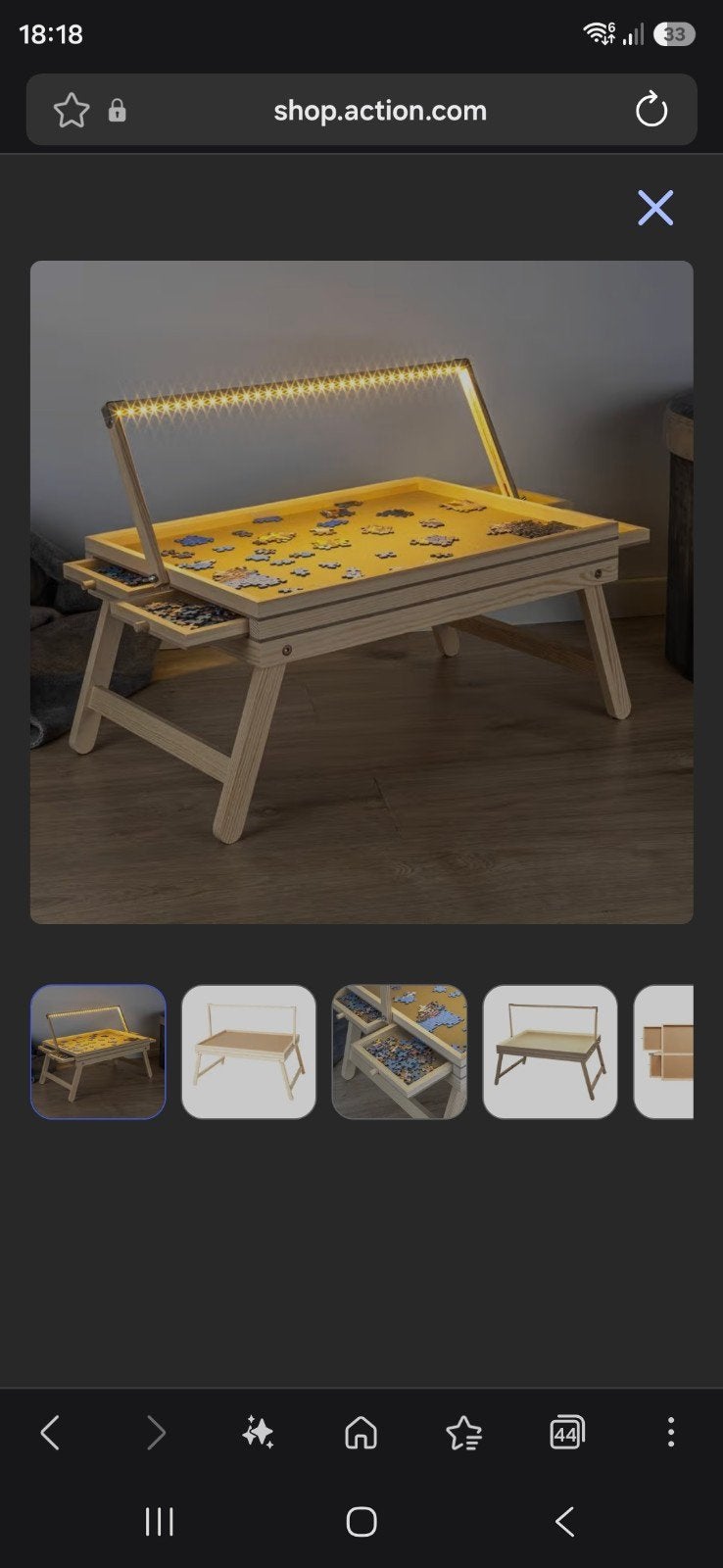 Puzzeltafel met LED-verlichting - 76,5x56,5x38 cm, Ophalen of Verzenden, Meer dan 1500 stukjes, Nieuw, Legpuzzel