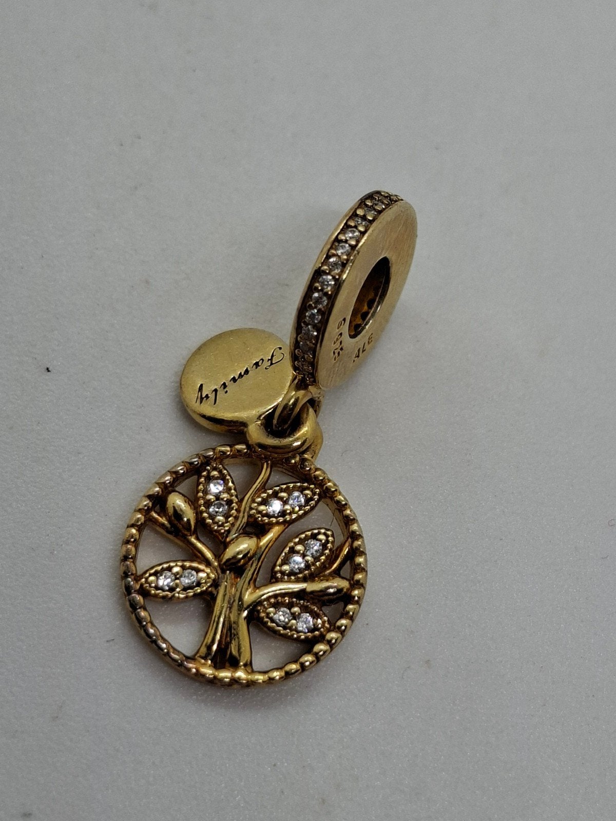 Pandora Stamboom Charm Goud Verguld ALE 925, Pandora, Ophalen of Verzenden, Zo goed als nieuw, 1 bedel