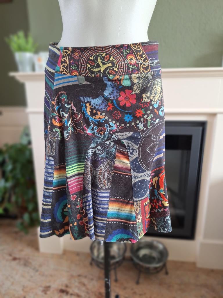 Desigual suède achtige A lijn rok S 36, Kleding | Dames, Rokken, Overige kleuren, Verzenden, Zo goed als nieuw, Knielengte